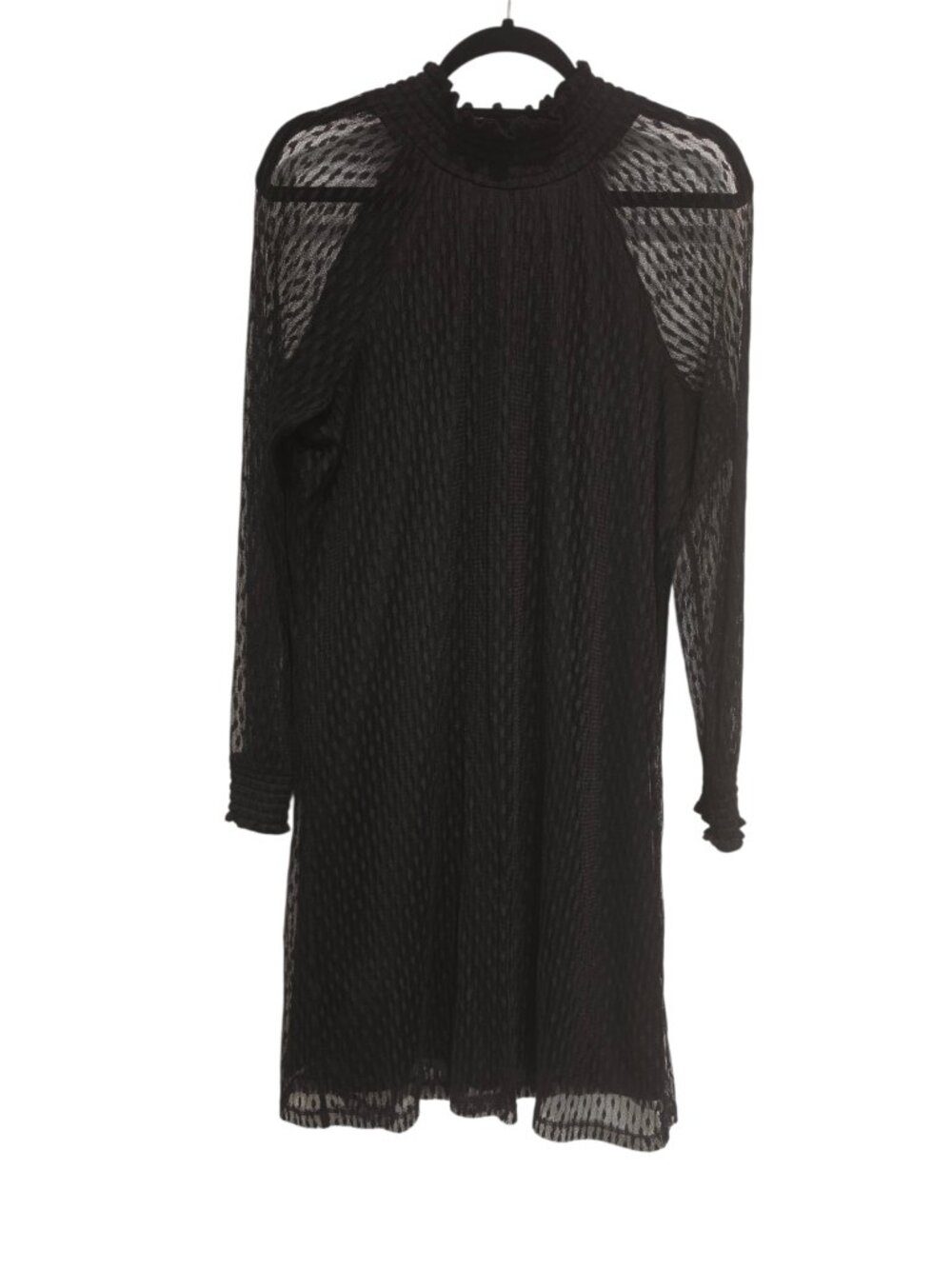 Gorgeous Sexy Nina Leonard Black Long Lacey Sleeves  Shift Midi Dress Size X Lar